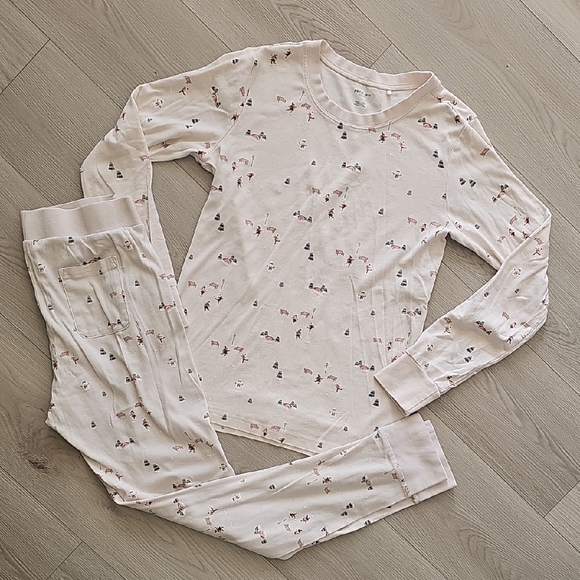 Petit Lem Other - Petit Lem Organic Pond Skating Christmas Pajama Set Small